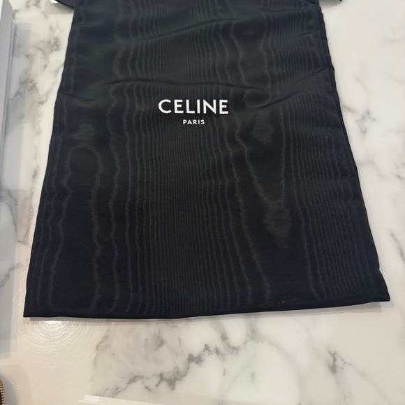 Celine Cuir Triomphe striped texture Brown/blue Pouch clutch made in Italy - Picture 8 of 15